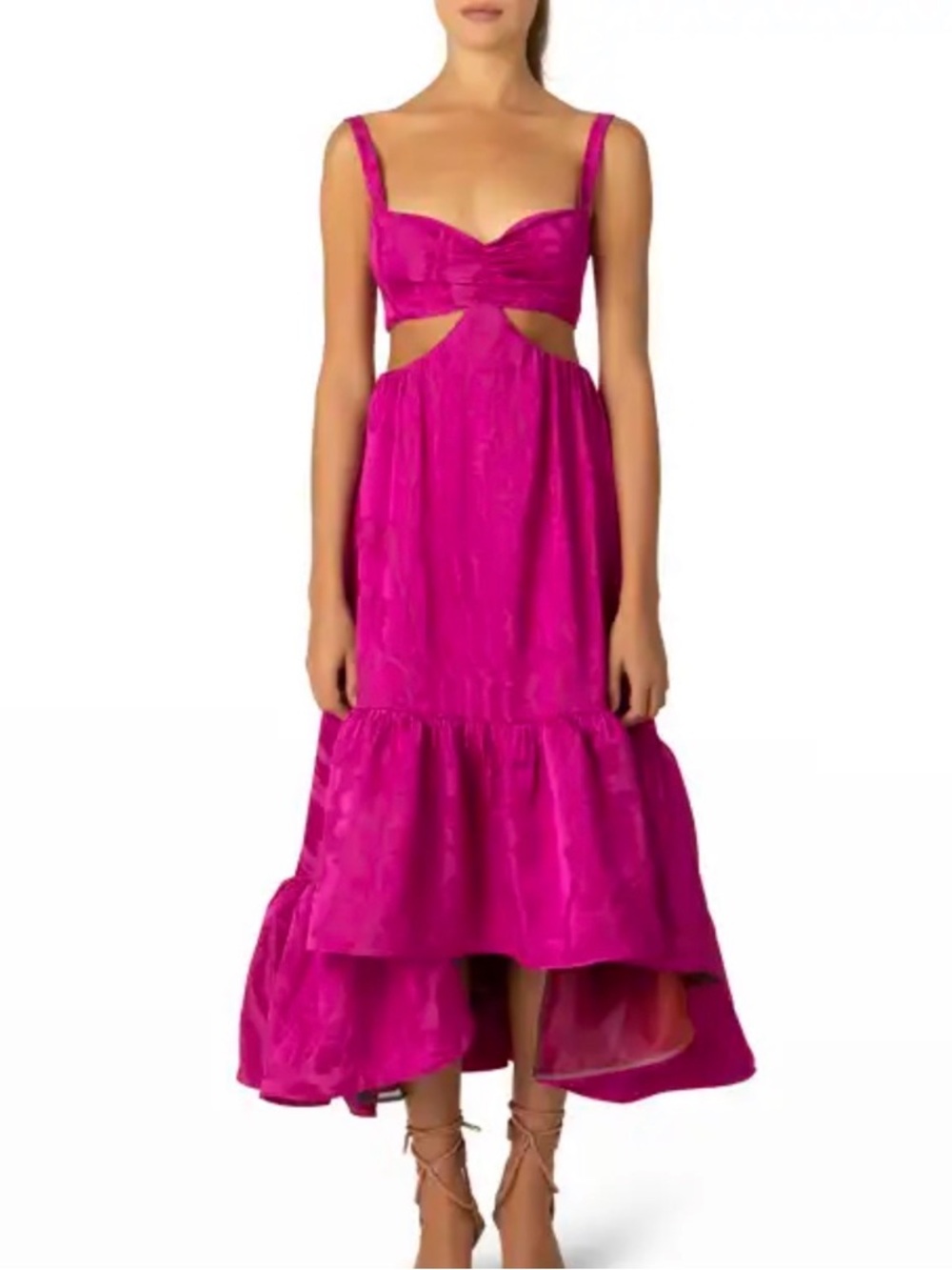 Silvia Tcherassi Fuchsia Cutout High-Low Tiered Dress- NEVER WORN